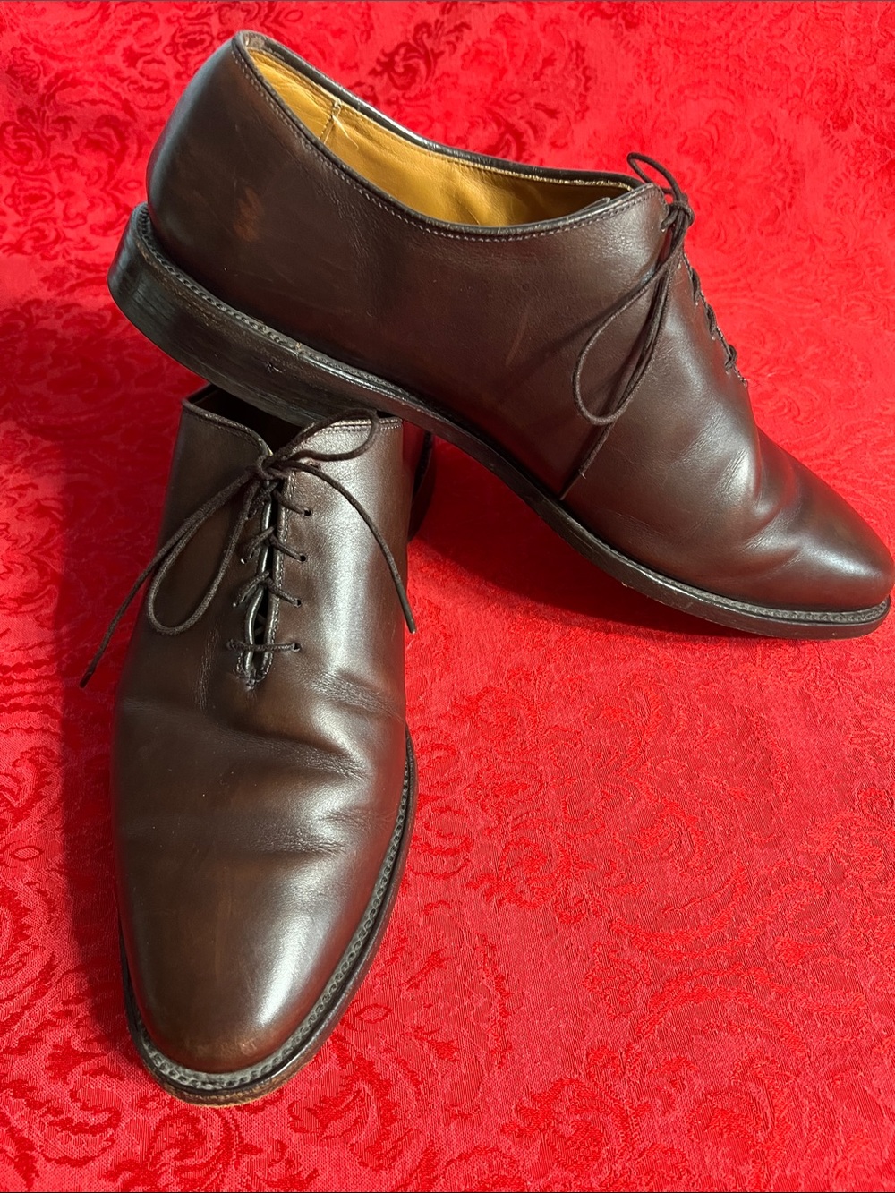 Edmonds Men’s 12 D Brown Leather Plain Toe Derby Dress Shoes 5608